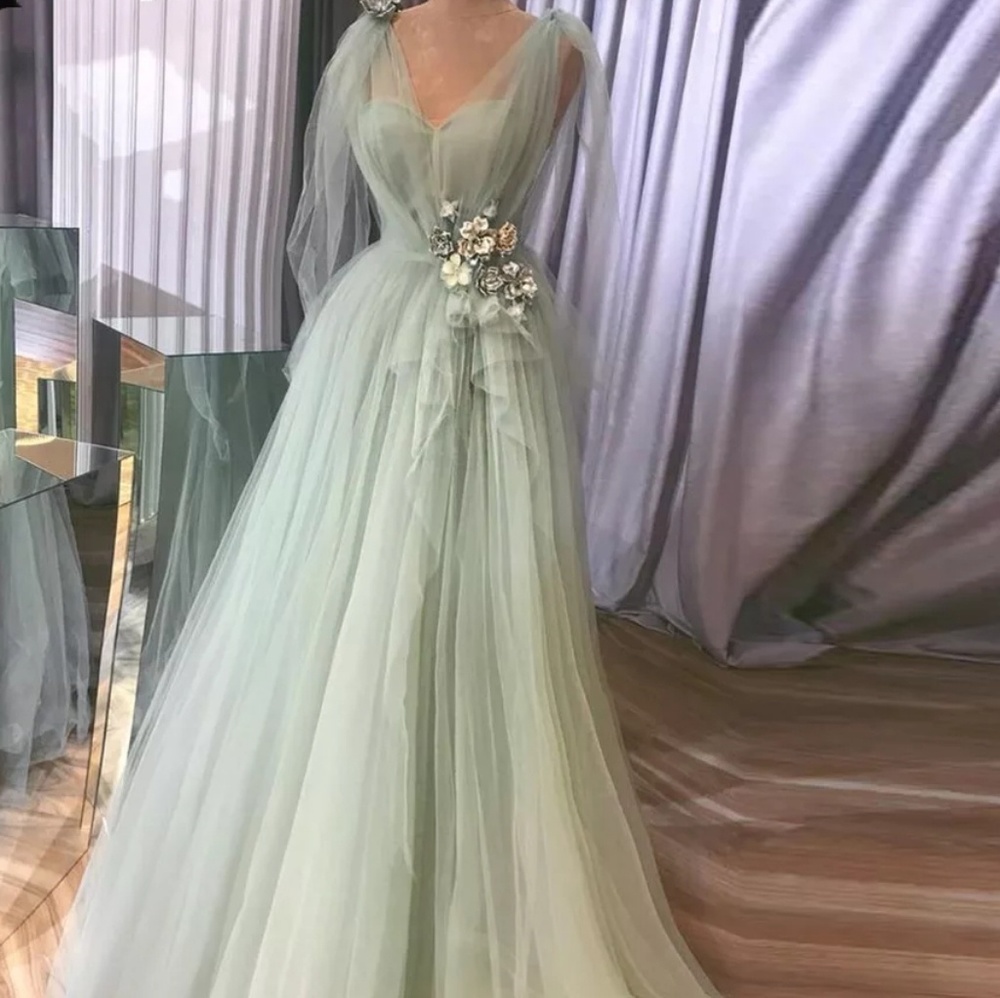 Plus Size Tulle Floral Gown